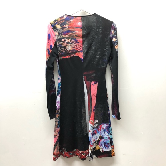 Clover Canyon Abstract Peacock Print Long Sleeve Mini Dress Size S - Picture 9 of 11